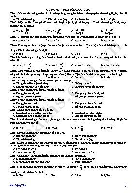 Câu hỏi trắc nghiệm ôn tâp chương 1 Vật lí lớp 12 - Mai Đặng Tím